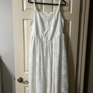 White Shein Dress with Sheer Overlay Skirt and Adjustable Straps